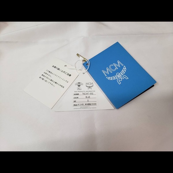 MCM x Tisa Rare Blue Monogram Biker Jacket sz SM - Picture 9 of 10